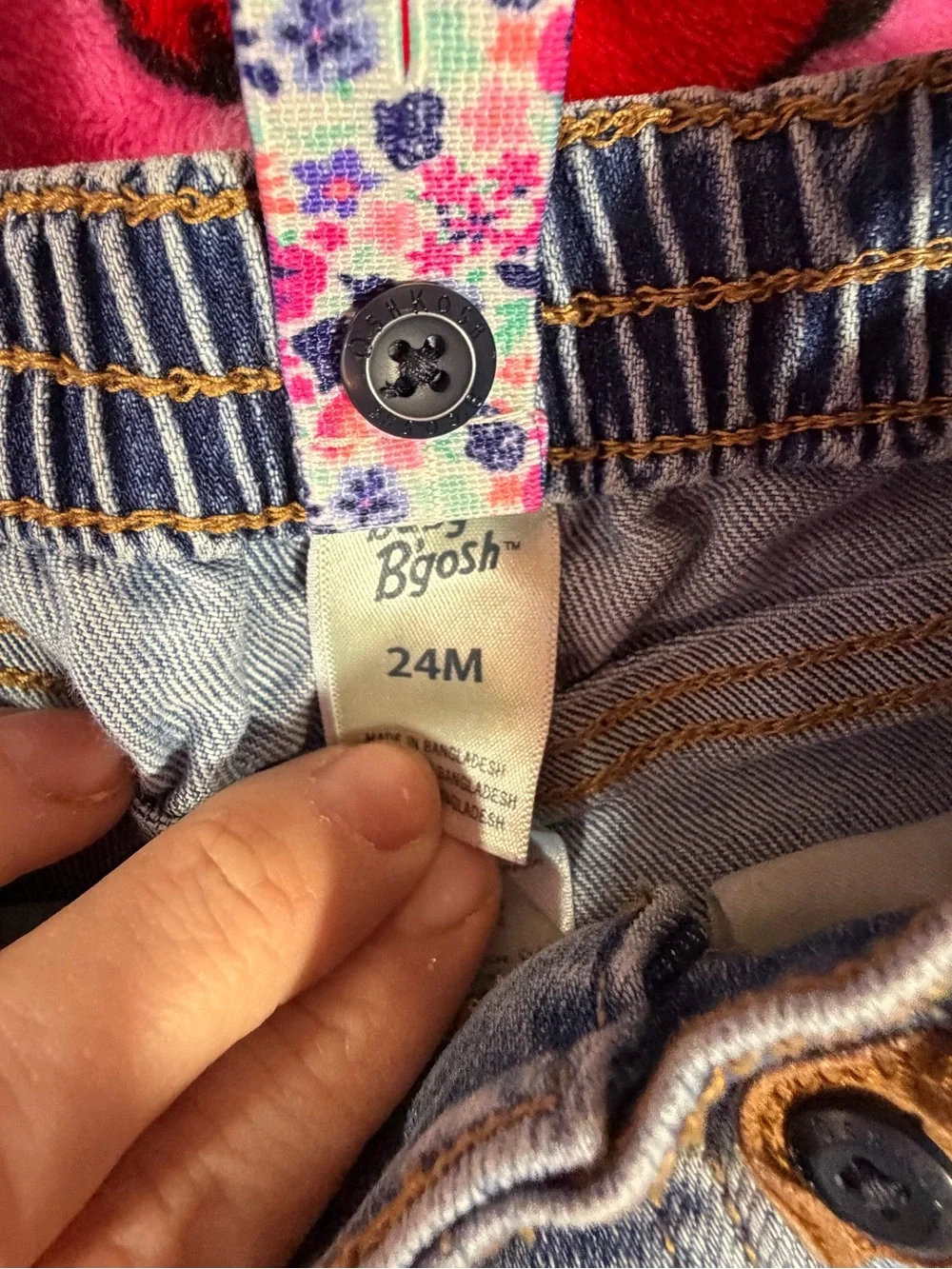 OshKosh B'gosh 24M Patchwork Denim Overalls with Floral Suspenders